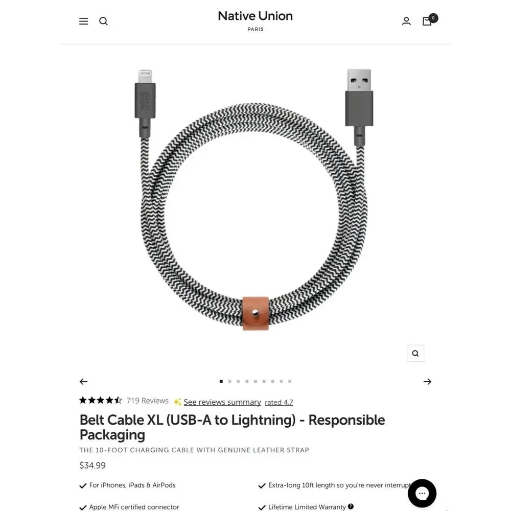 Native Union Usb-c to Usb-c charging cord